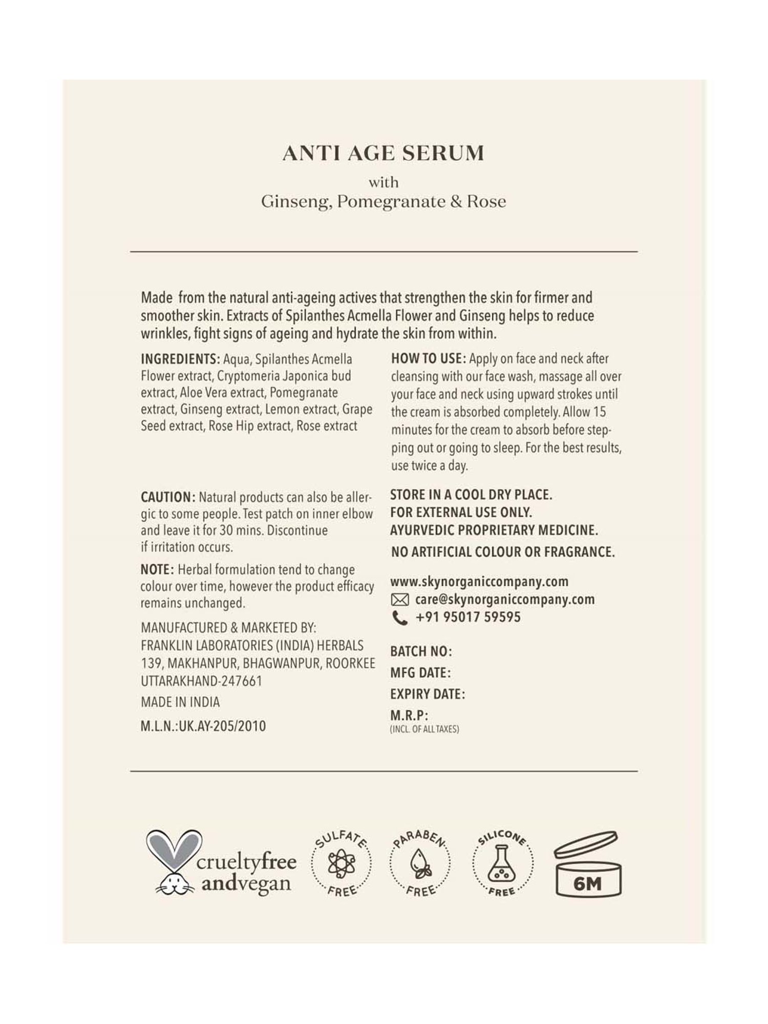 SKYN ORGANIC CO Anti-Age Serum - 30 ml