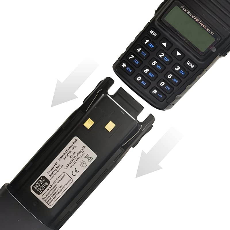 BL-8L 3600mAh Li-ion High Capacity Extended Battery Pack for BaoFeng and  UV-82 Series Radios, Compatible with GMRS-V1, MURS-V1, UV-82HP, UV-82C