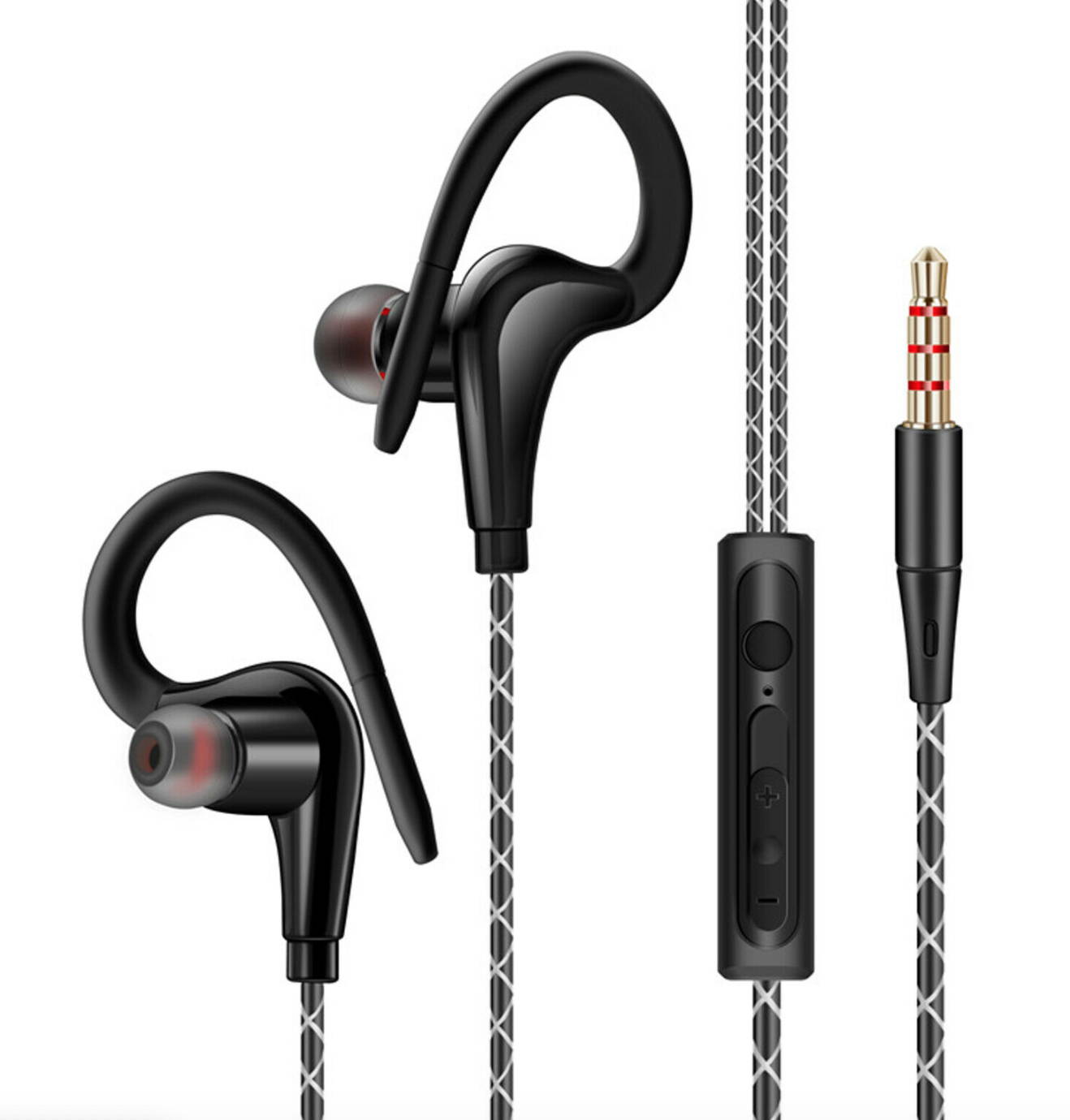 Wired In-Ear Sport Hifi Earphone Earbuds Over Ear Hook Headphone 3.5mm With MIC