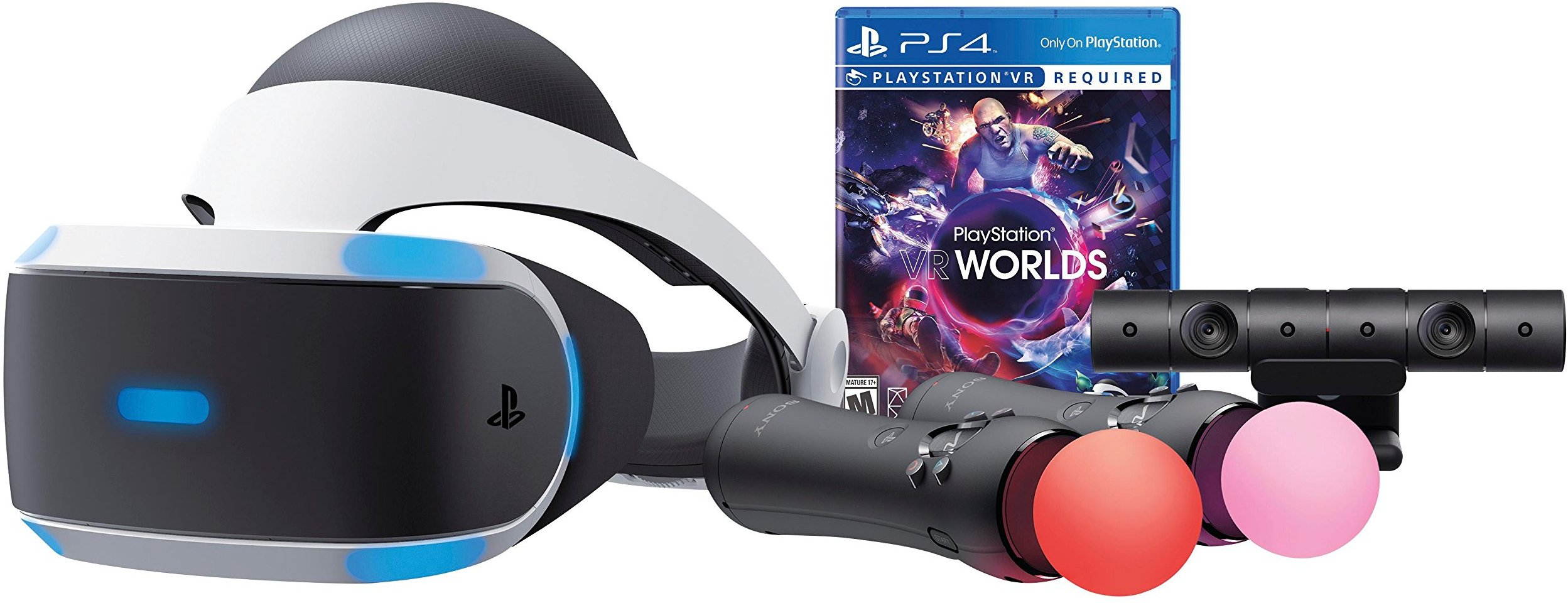 PlayStation VR Launch Bundle with Console (5 Items): Playstation VR Headset, PlayStation4 Slim 1TB Console- Jet Black, Playstation Camera, 2 Move Motion Controllers, and PSVR Worlds Game Disc