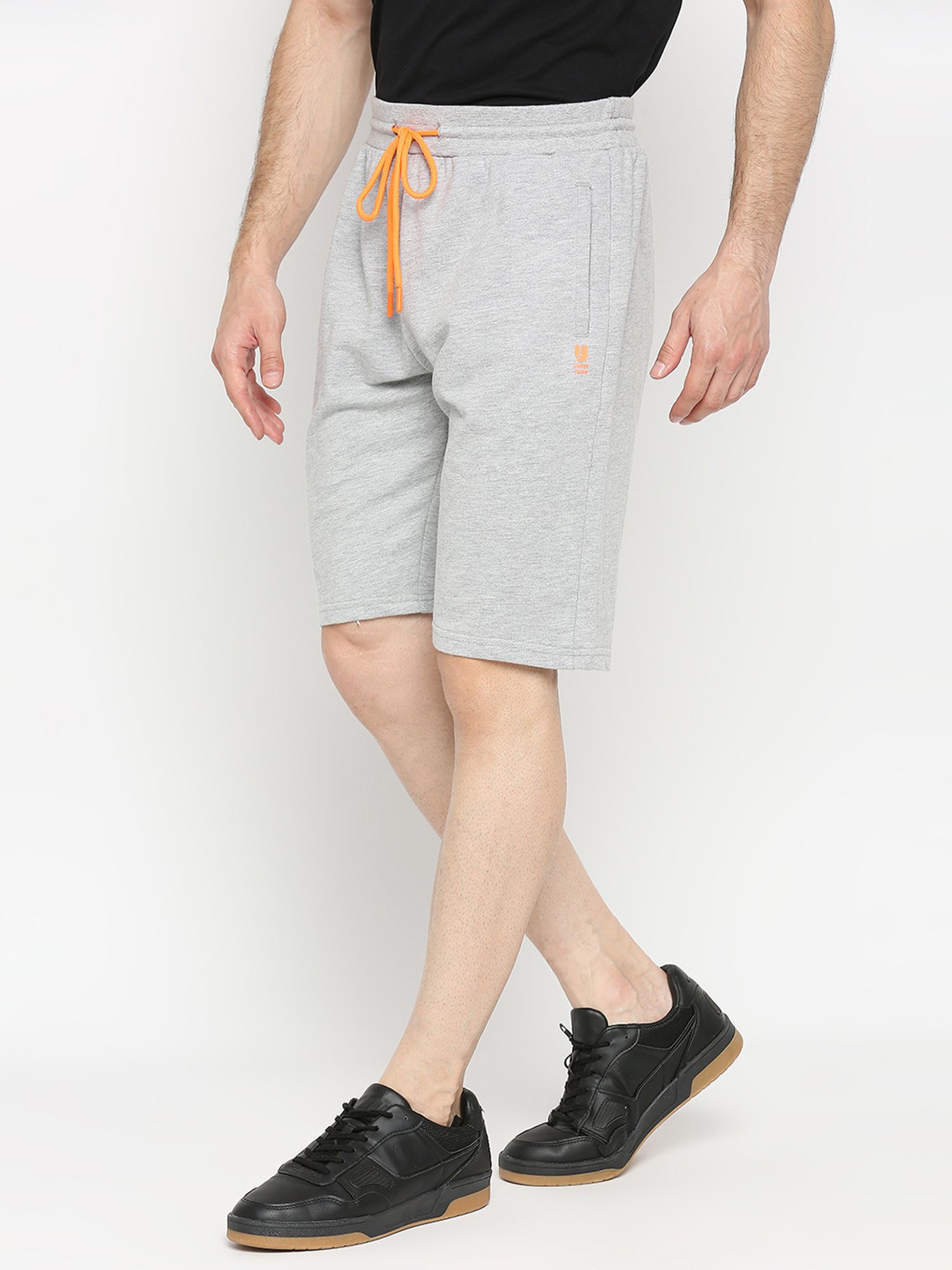 UnderJeans by Spykar Grey Melange Regular Fit Shorts