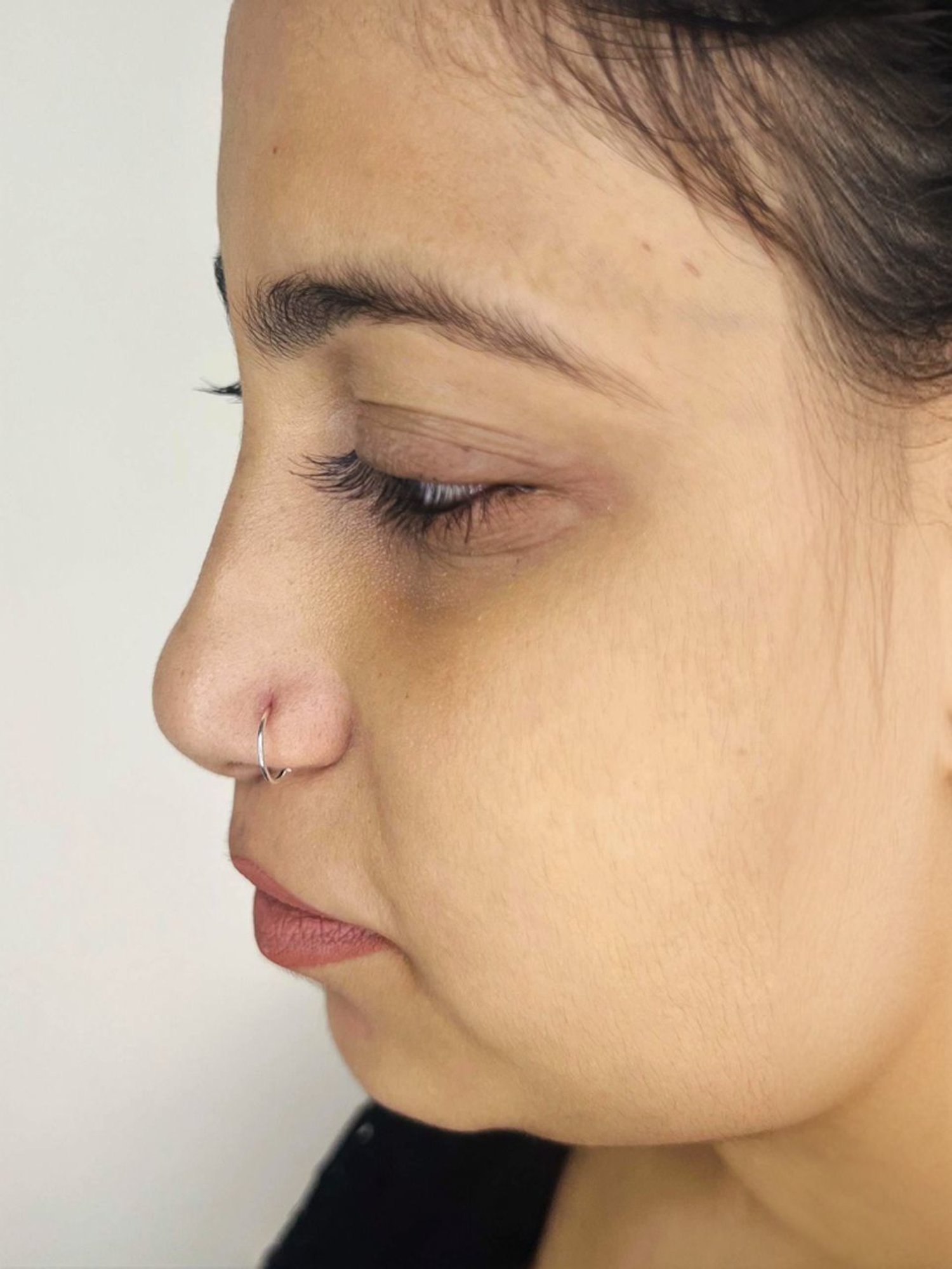 Arte Jewels 925 Sterling Silver Oxidized Plain Nose Ring for Women & Girls