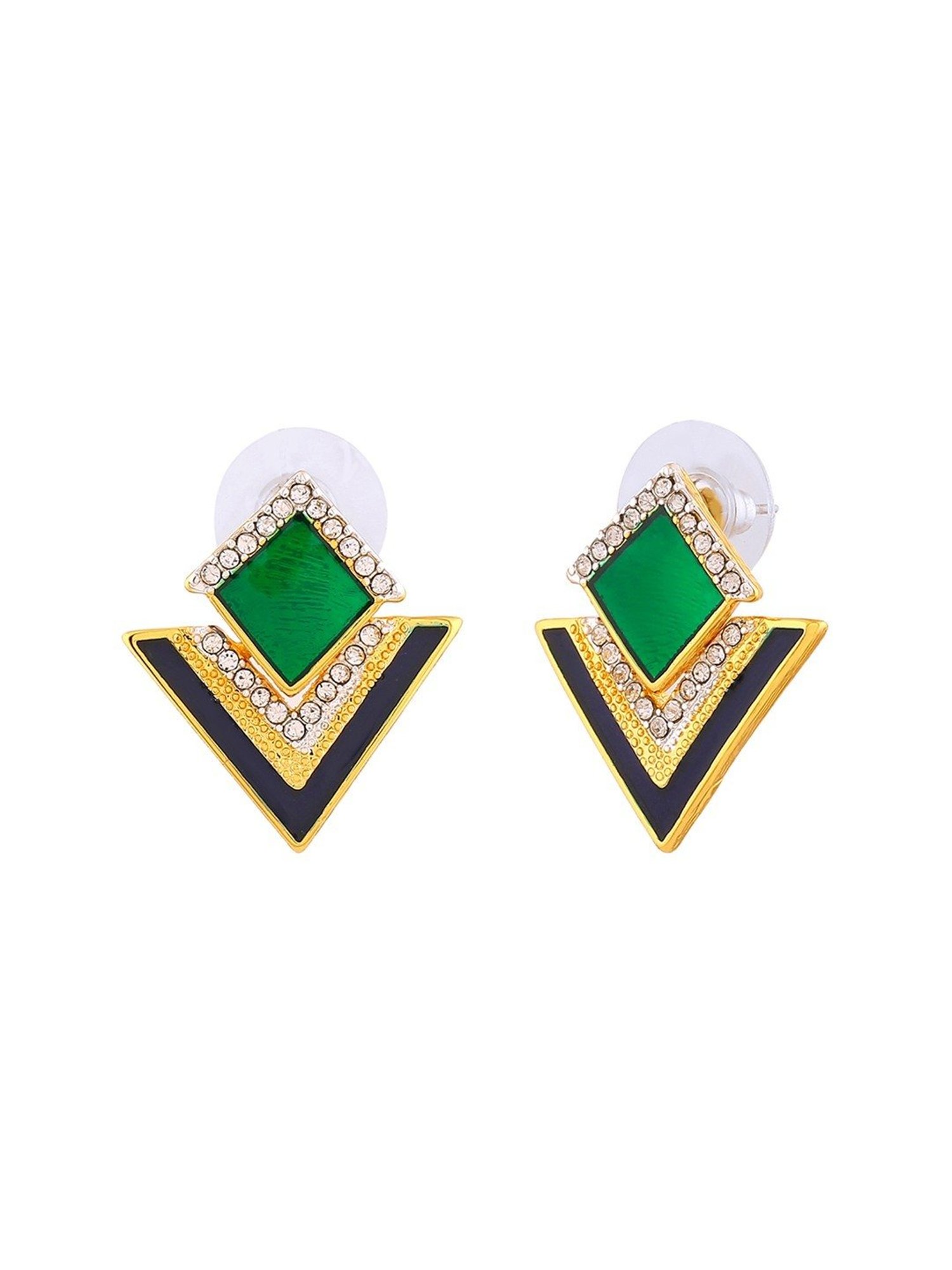 Estele Gold-Plated Geometric Designer Stud Earrings