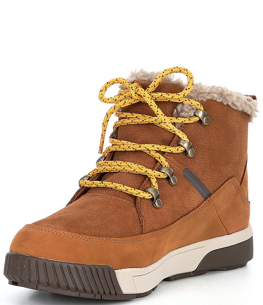 The North Face Women's Sierra Mid Lace Waterproof Leather Faux Fur Collar Booties