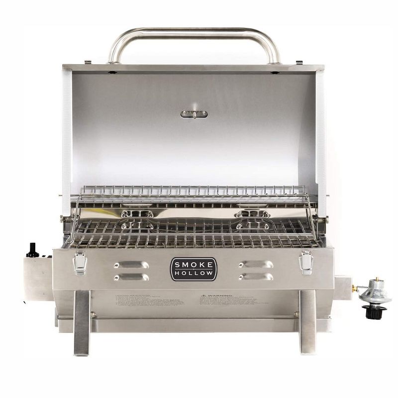 Masterbuilt SH19030819 Propane Portable Tabletop Stainless Steel Outdoor Grill with 10,000 BTU Single Burner, Folding Legs, and Locking Lid