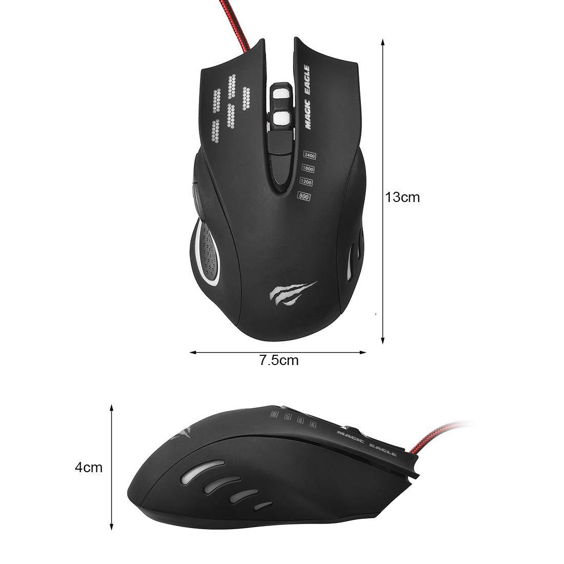 MMSM 5 Keys Wired Game Mouse Gaming Mice with Lighting Black