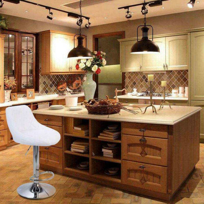 2PCS Bar Stools PU Leather Hydraulic Swivel Pub Chair Barstool Black/White