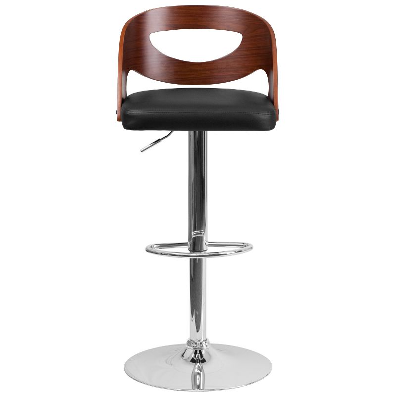 Emma and Oliver Side Panel Cutout Back Walnut Bentwood Adjustable Height Barstool