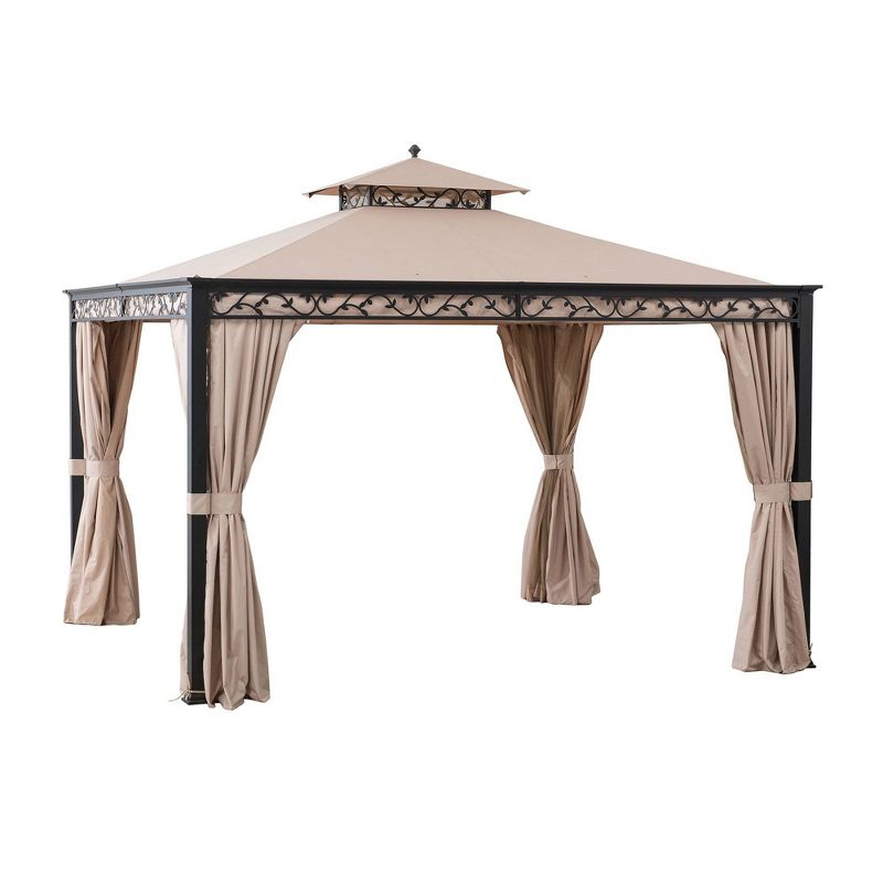 Pentagon 10' X 12' Steel & Aluminium Frame 2-Tier Outdoor Vented Gazebo - Sunjoy