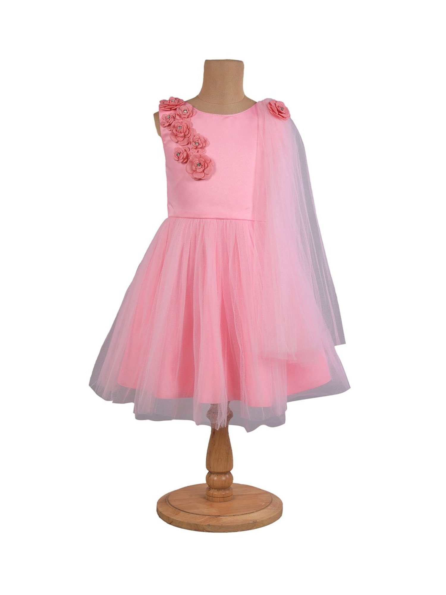 The Magic Wand Kids Pink Applique Dress with Corsage