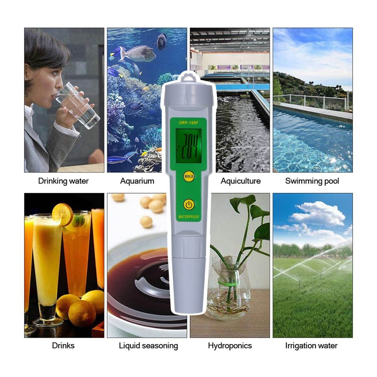 ORP-169F Tester IP55 Waterproof Backlight Display Water Quality Tester for Drinking Water Hydroponics Aquarium Swimming pool