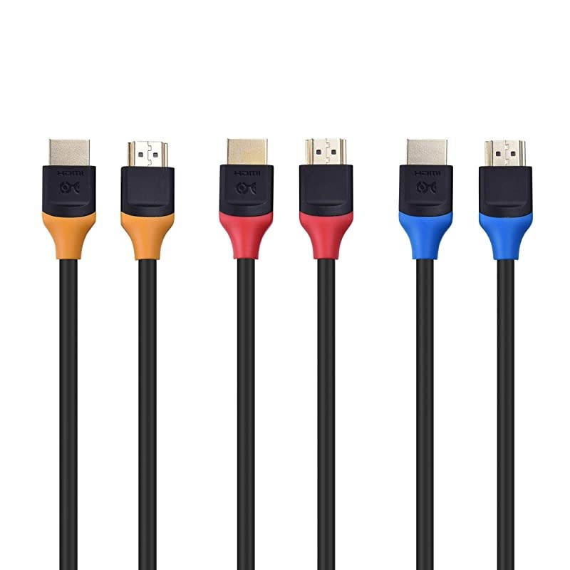 3Pack High Speed HDMI to HDMI 3 Feet with HDR and 4K Resolution Support