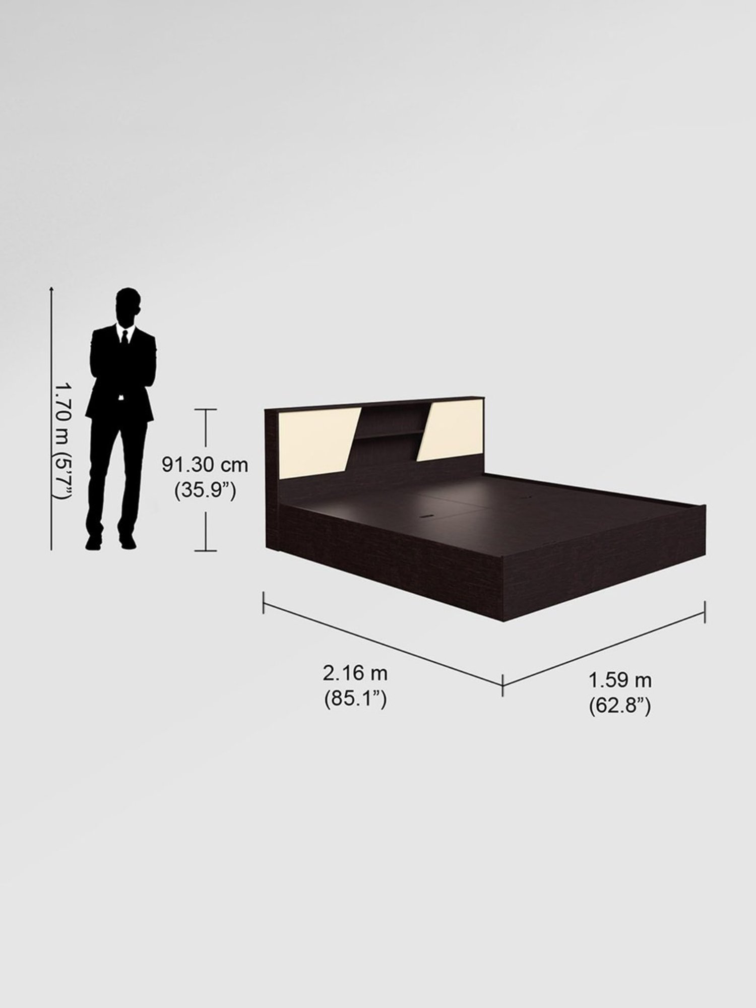 Godrej Interio Hannah Colarain Brown Engineered Wood Queen Box Bed