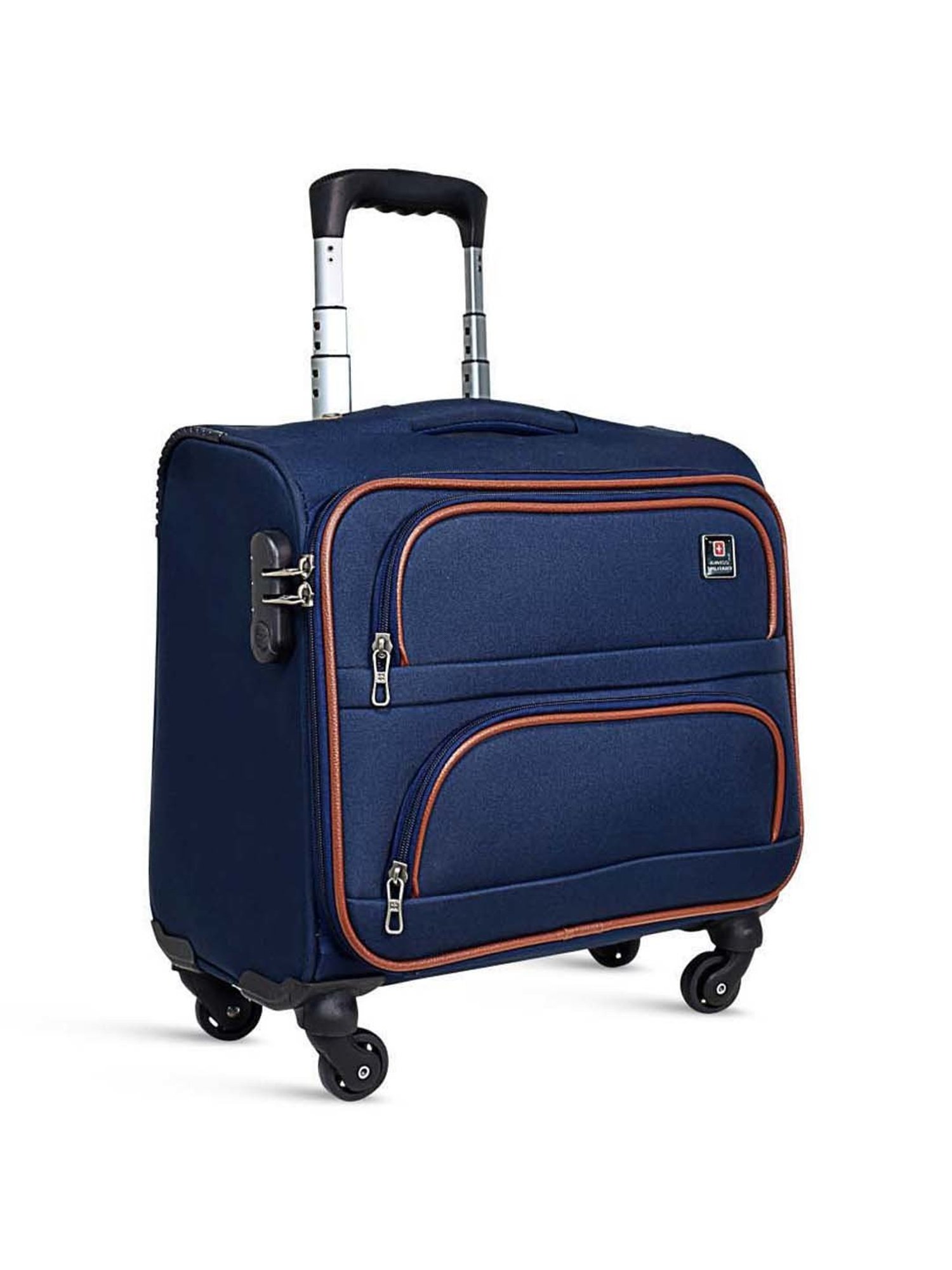 Swiss Military Blue Solid Soft Overnighter Laptop Trolley Bag - 44 cm