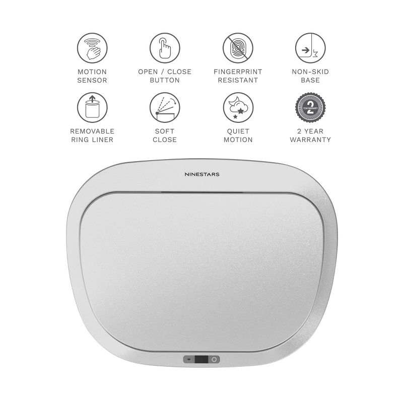 Nine Stars 21gal Motion Sensor Oval Shape Stainless Steel Trash Can Silver