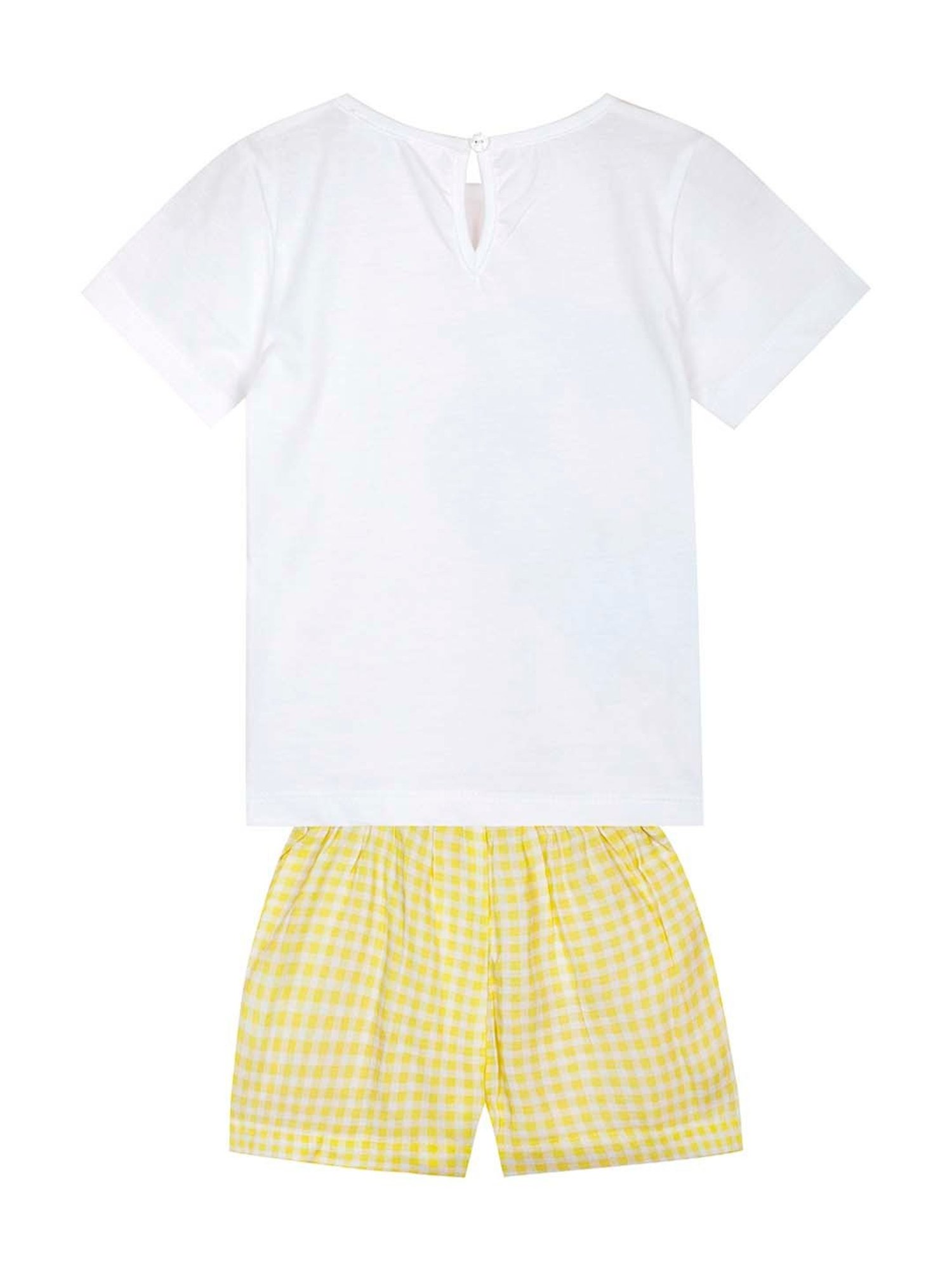 Budding Bees Kids White & Yellow Cotton Printed Top Set