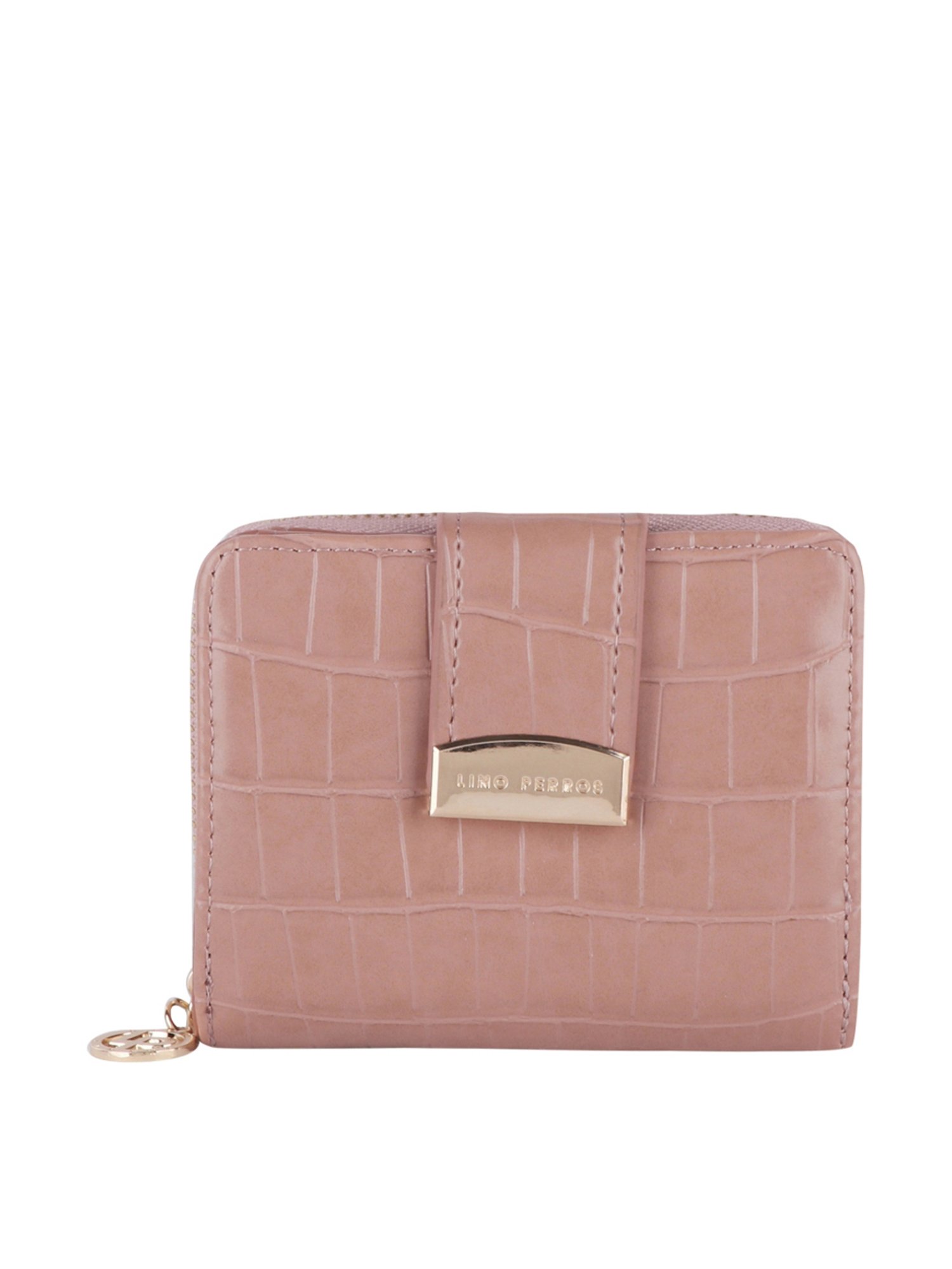 Lino Perros Pink Textured Zip Around Wallet for Women