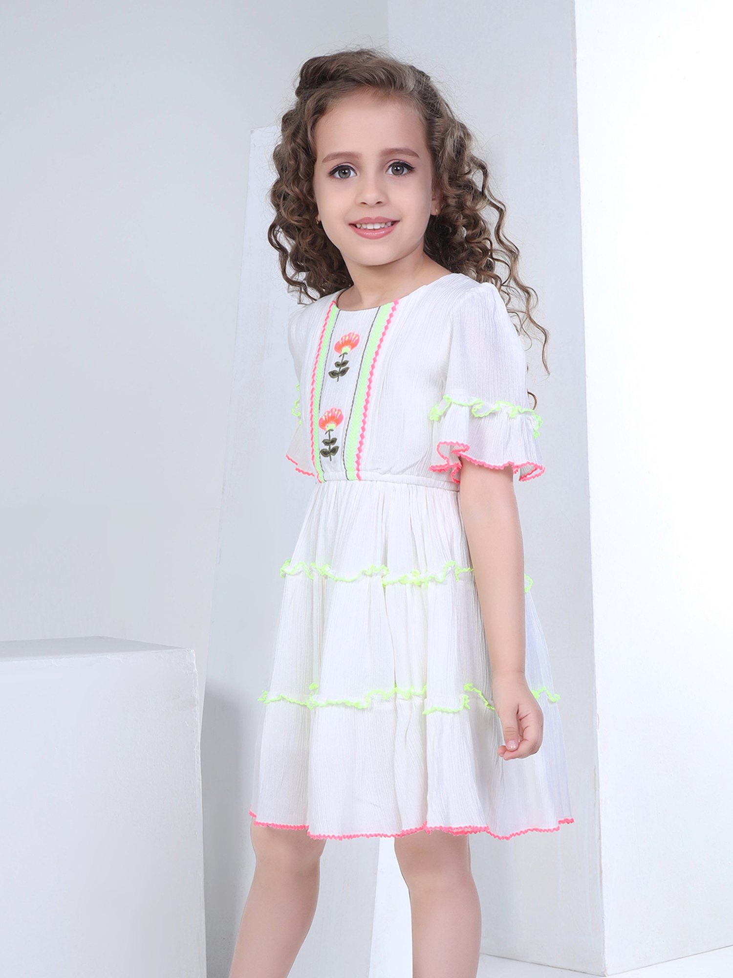 Peppermint Kids White Embroidered Dress