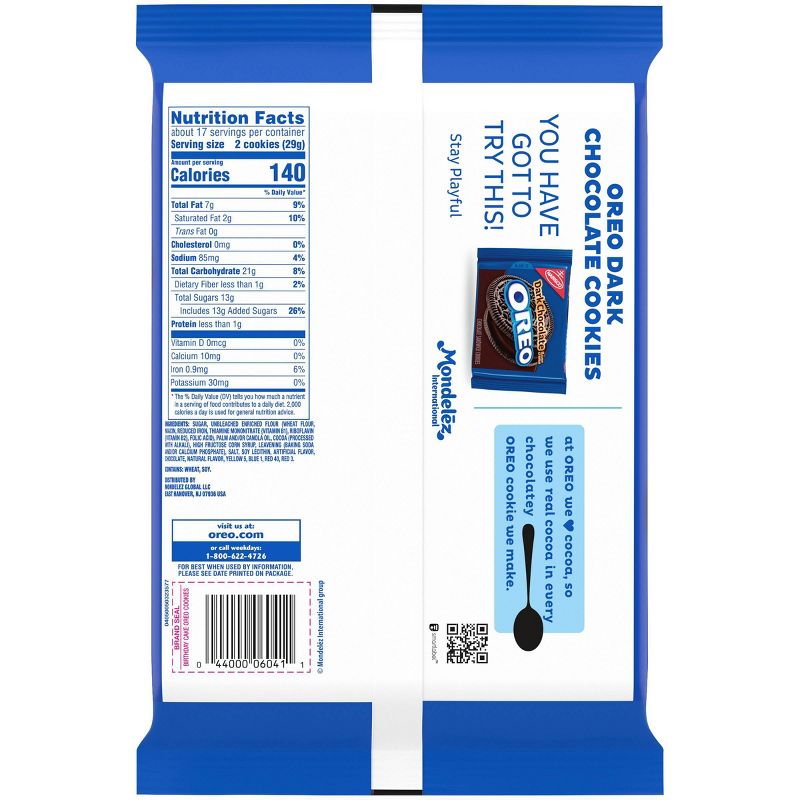 Oreo Birthday Cake Flavor  Chocolate Sandwich Cookies Family Size - 17oz