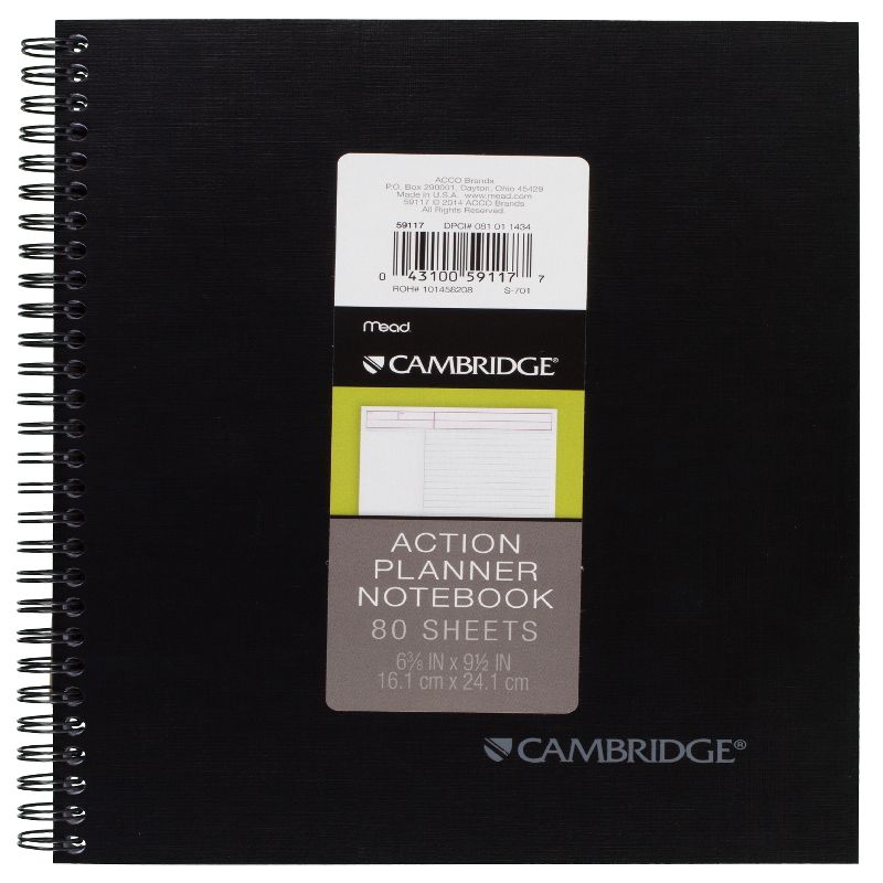 Cambridge Spiral Subject Action Planner Notebook 1ct - Color May Vary