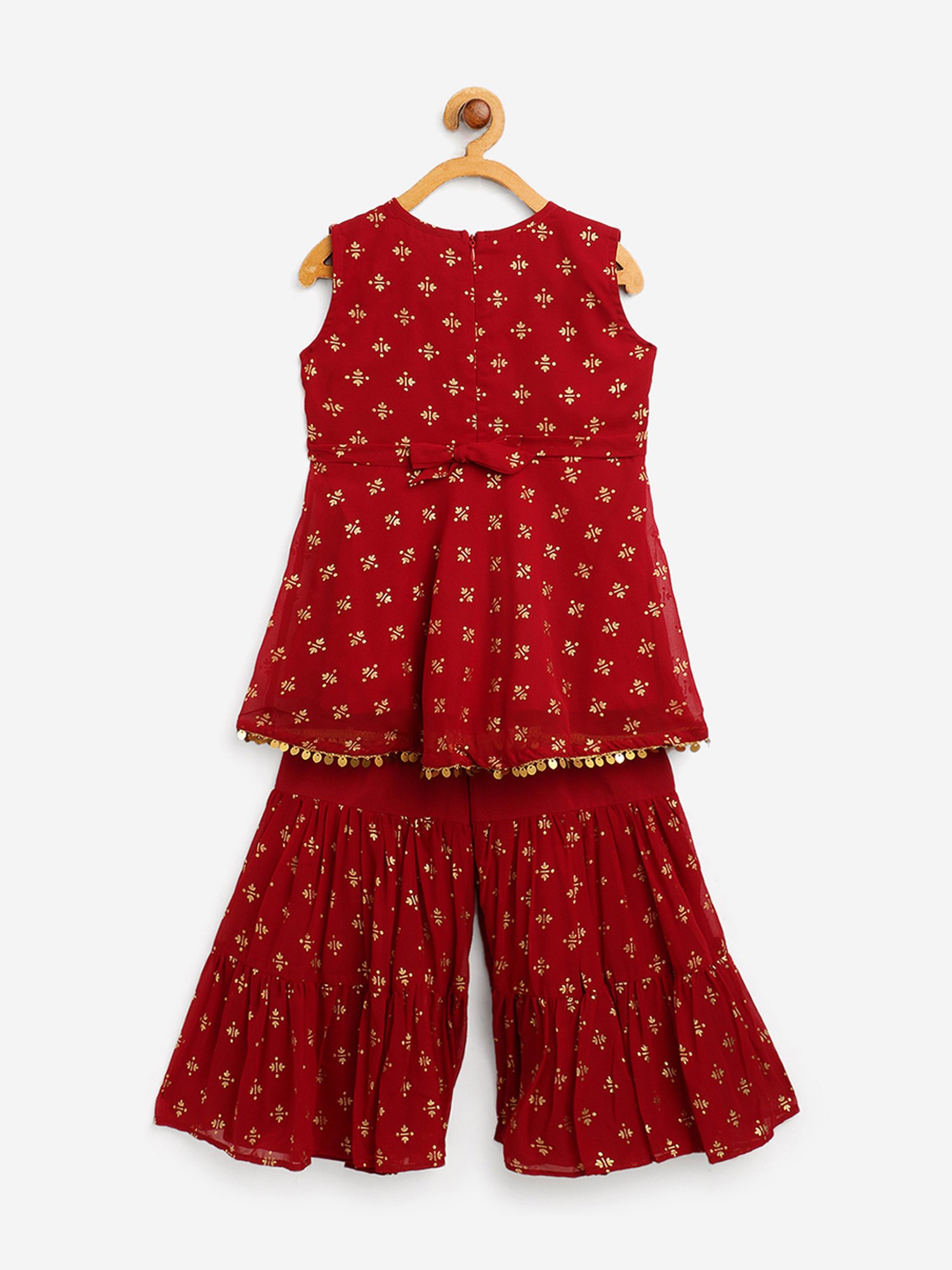 Ahalyaa Kids Maroon Printed Kurta Set