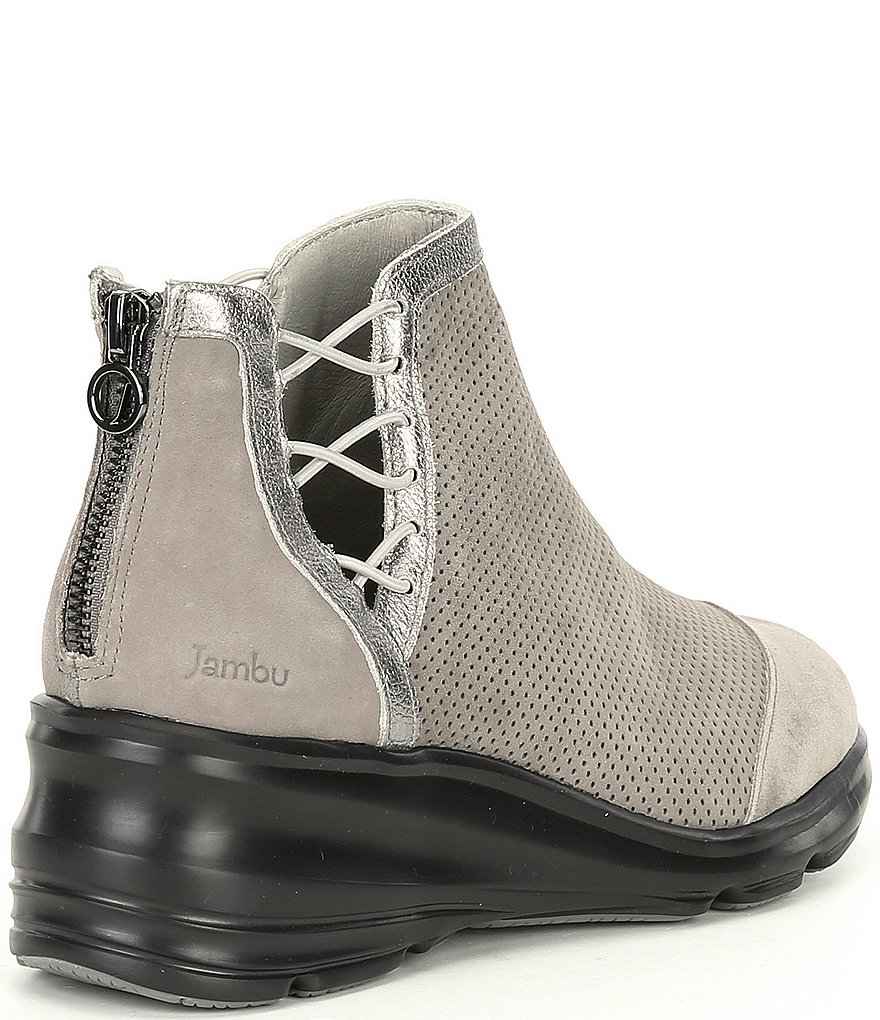 Jambu Naomi Lace-Up Side Detail Suede Wedge Booties