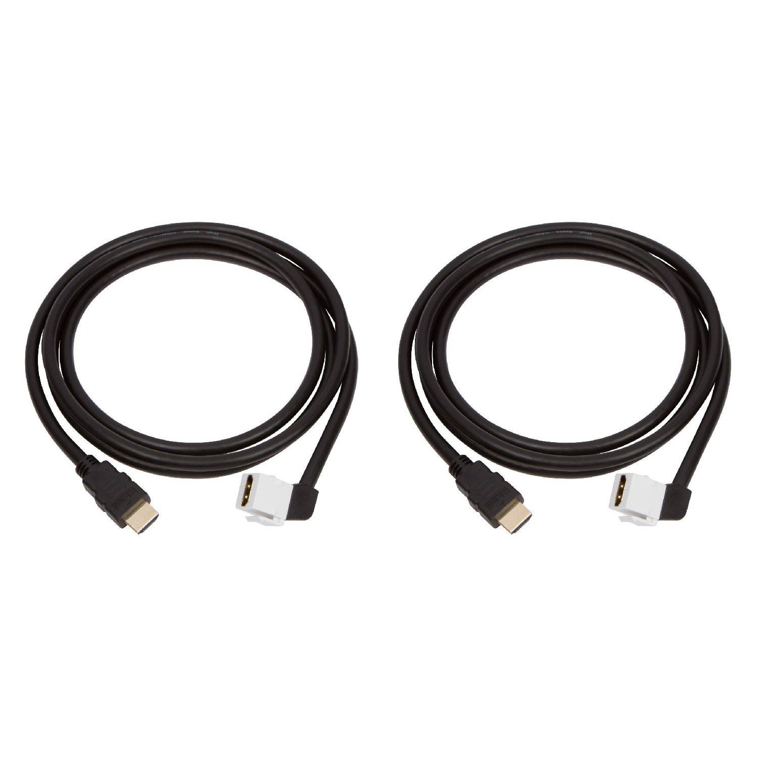 Buyer's Point HDMI Keystone Cable, 6ft (1.8m) 28 AWG, Ethernet Female-Male 90 Degree Pack of 2 with 90 Degree