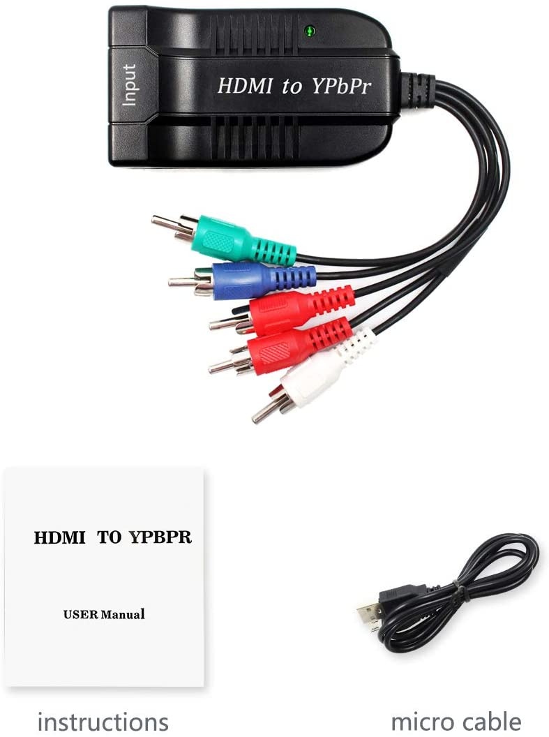 1080P HD Clear HDMI to Scaler Male RGB Component YPbPr Video and R/L Audio Scaler Adapter Converter