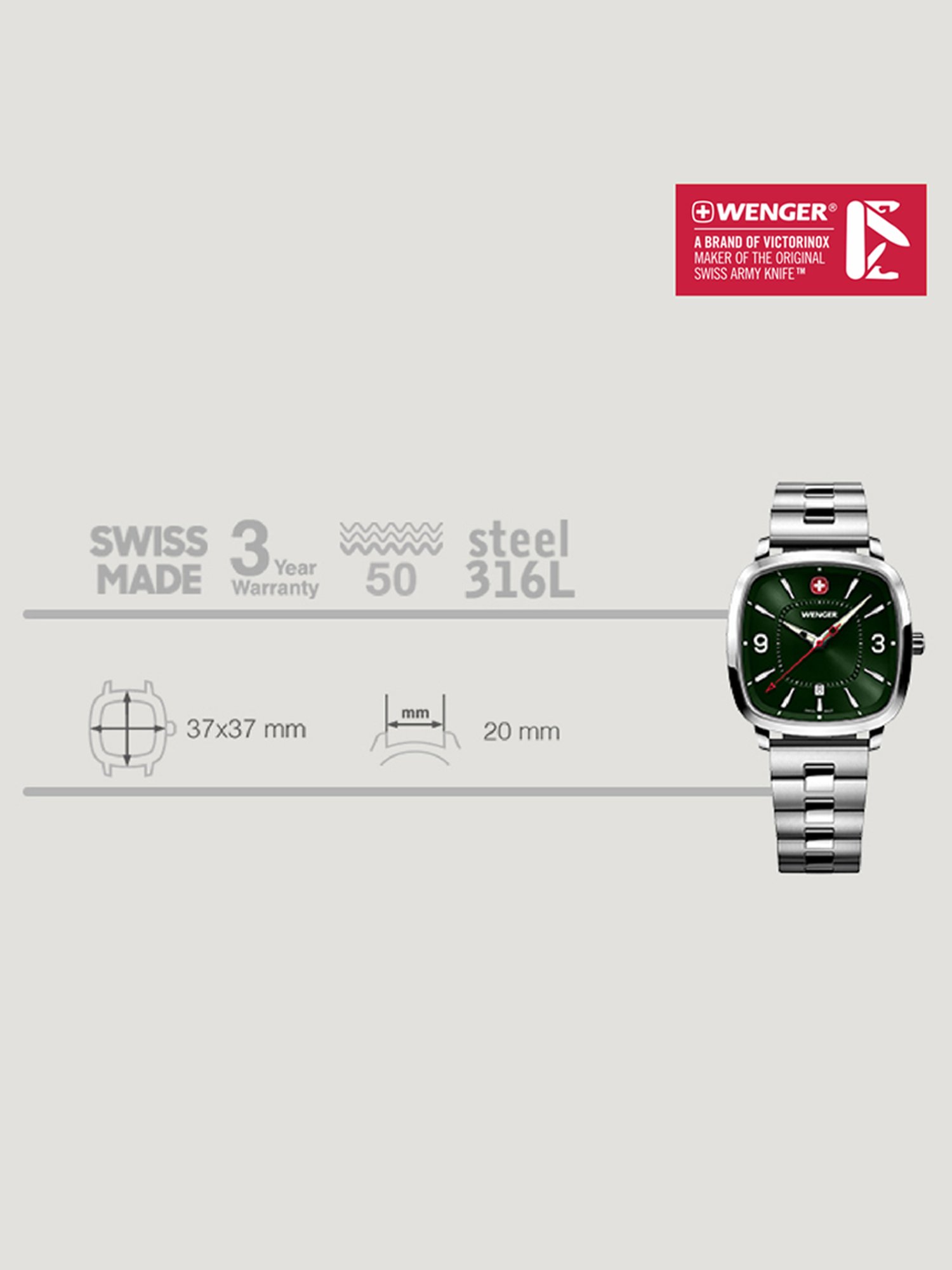 Wenger 01.1921.111 Analog Watch for Men