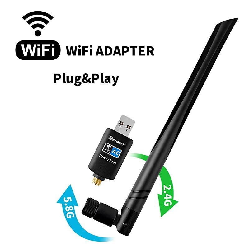 Wifi Adapter 600mbps, Wireless Usb Adapter Dual Band 2.42GHz/5.8GHz Lan Card 802.11ac Network Card for Desktop Laptop PC Support Windows 10 / 8.1 / 8 / 7 / XP / Vista