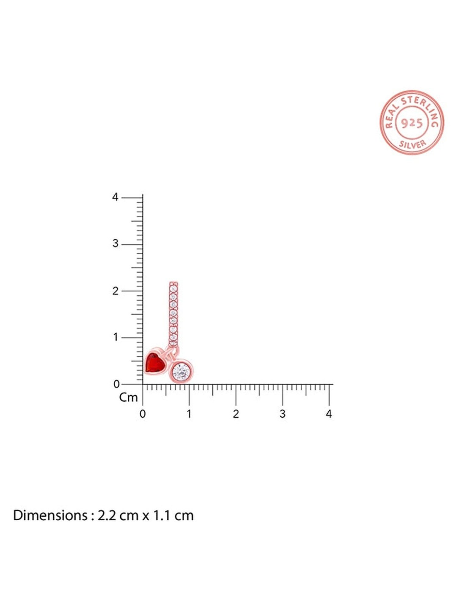 GIVA 92.5 Sterling Silver Rose Gold Hearty Drop Earrings