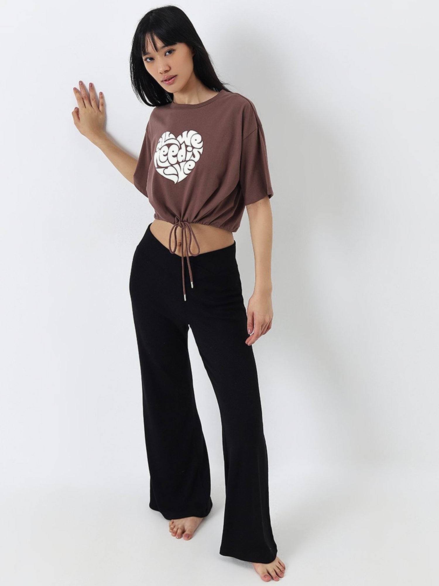 Superstar by Westside Brown Text Printed Cotton T-Shirt