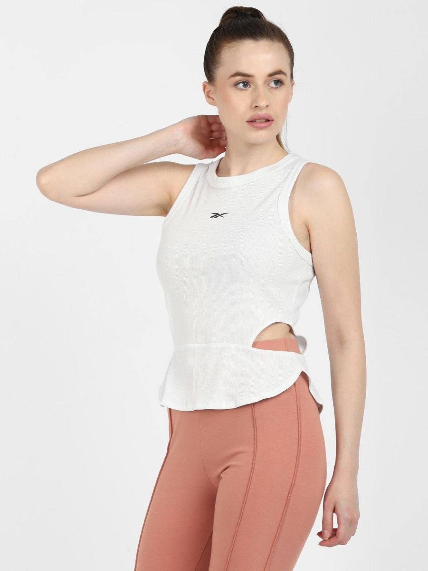 Reebok White Fitted Tank Top