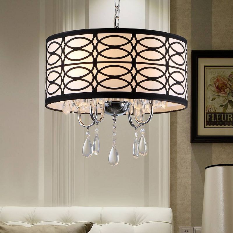 17" x 17" x 19" Tallalluh 4 Light Chrome Chandelier Black/Silver - Warehouse of Tiffany