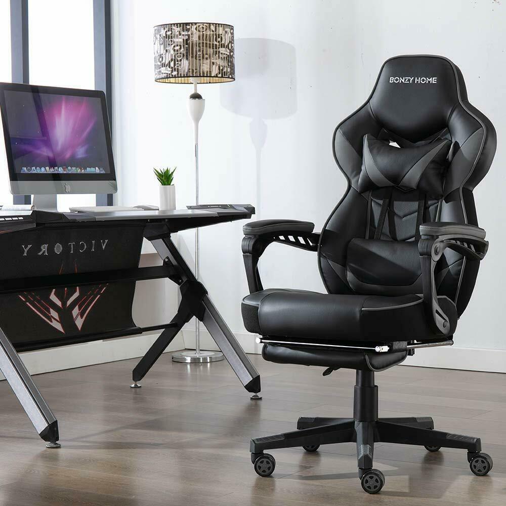 Gaming Chair Racing Style Leather Office Recliner Computer Seat Swivel Footrest