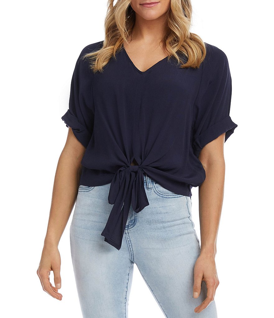 Karen Kane Tie-Front V-Neck Top