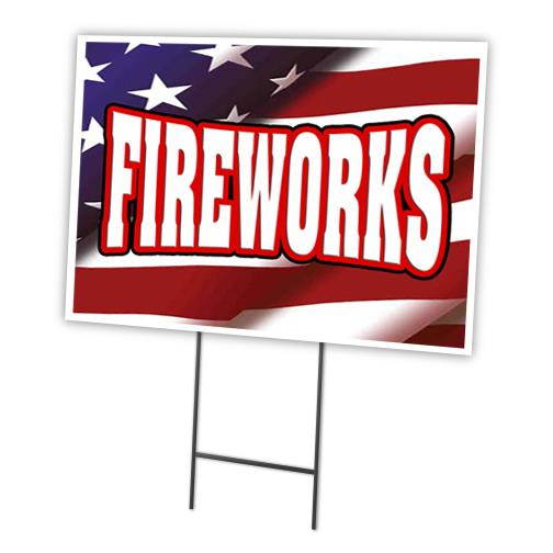 FIREWORKS Yard Sign & Stake outdoor plastic coroplast window