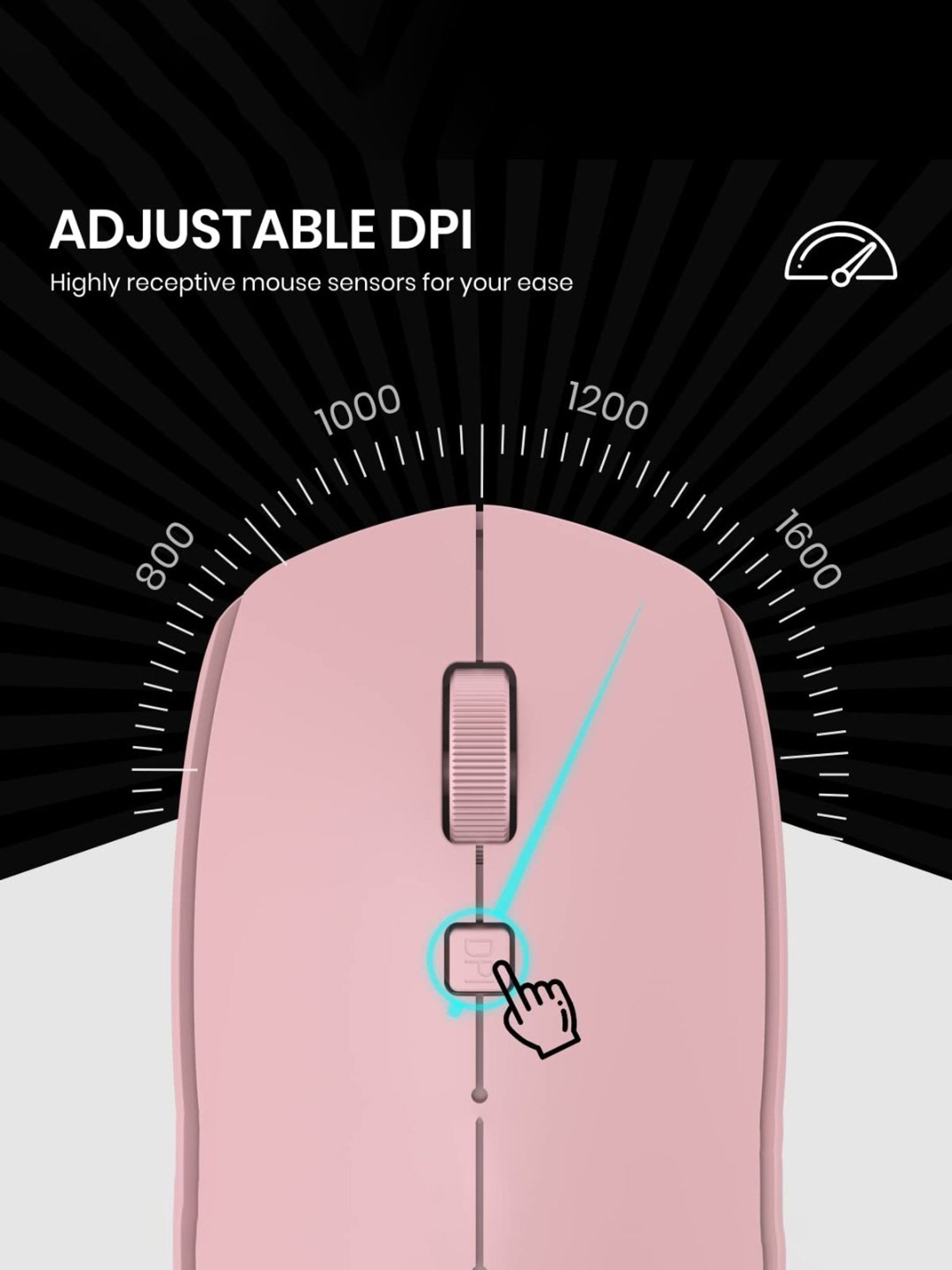 Portronics Toad 23 Wireless Optical Mouse with 2.4GHz, USB Nano Dongle, Optical Orientation (Pink)