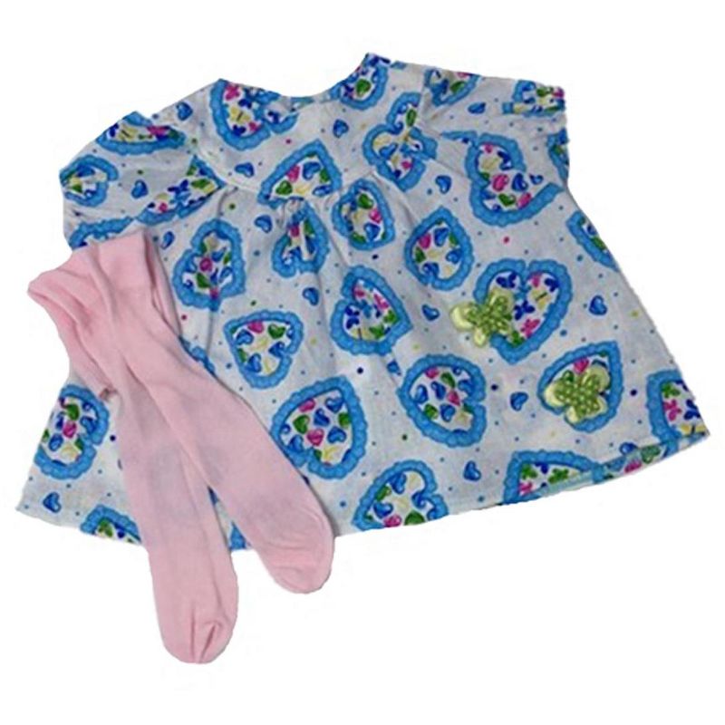 Doll Clothes Superstore Baby Doll Heart Print Dress With Tights
