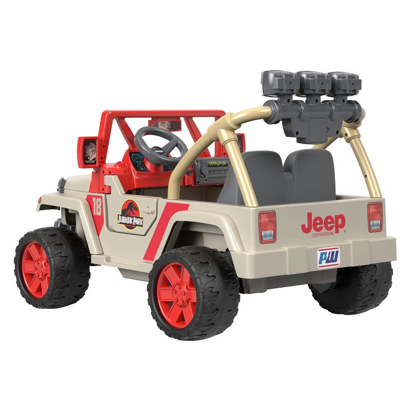 Power Wheels 12V Jurassic Park Jeep Wrangler Powered Ride-On - Cream/Red