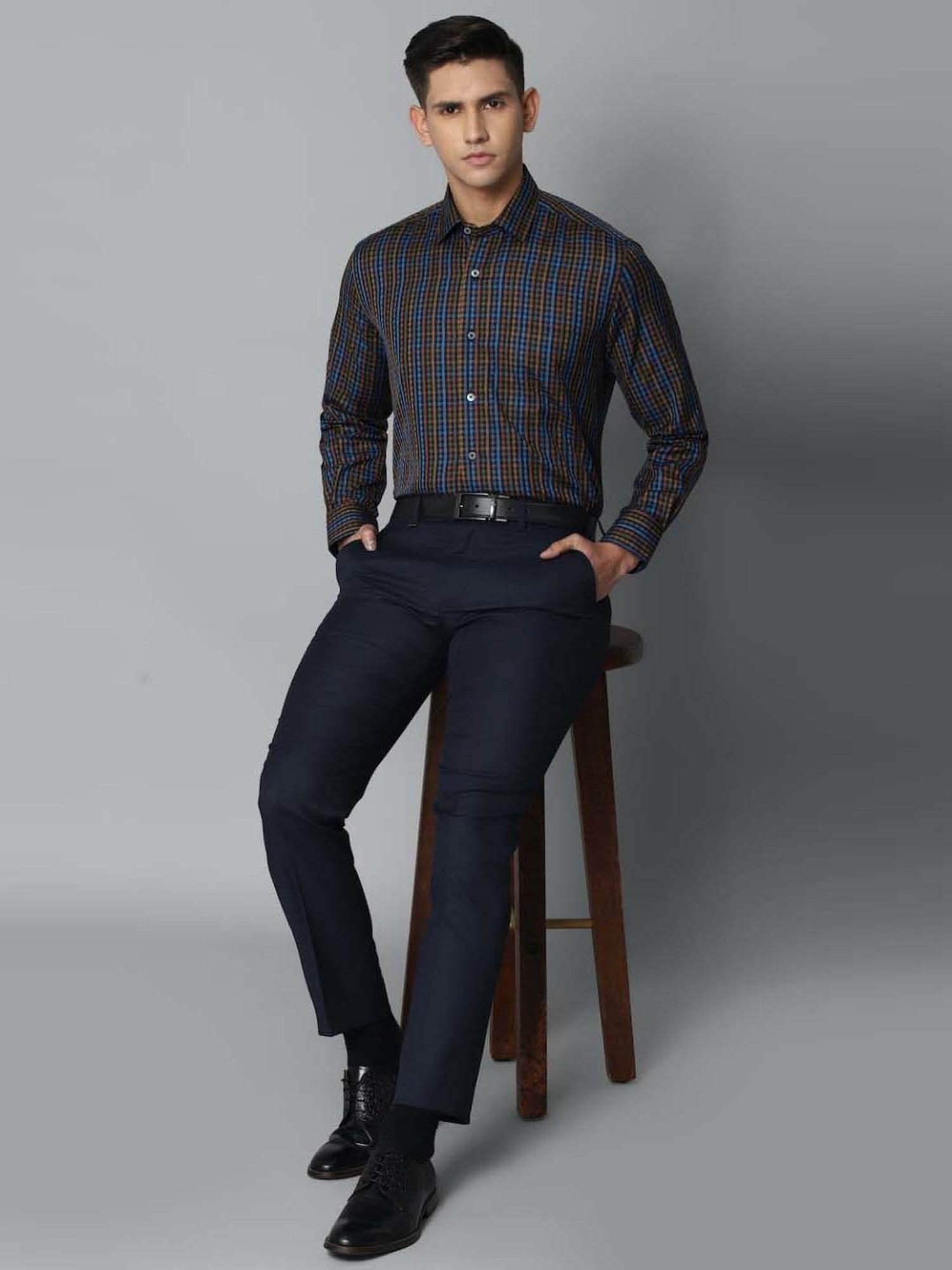 Luxure By Louis Philippe Multi Cotton Regular Fit Checks Shirt