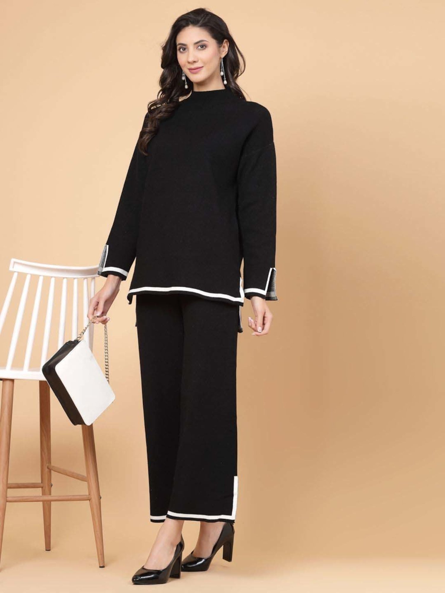 Mafadeny Black Plain Top Pants Set