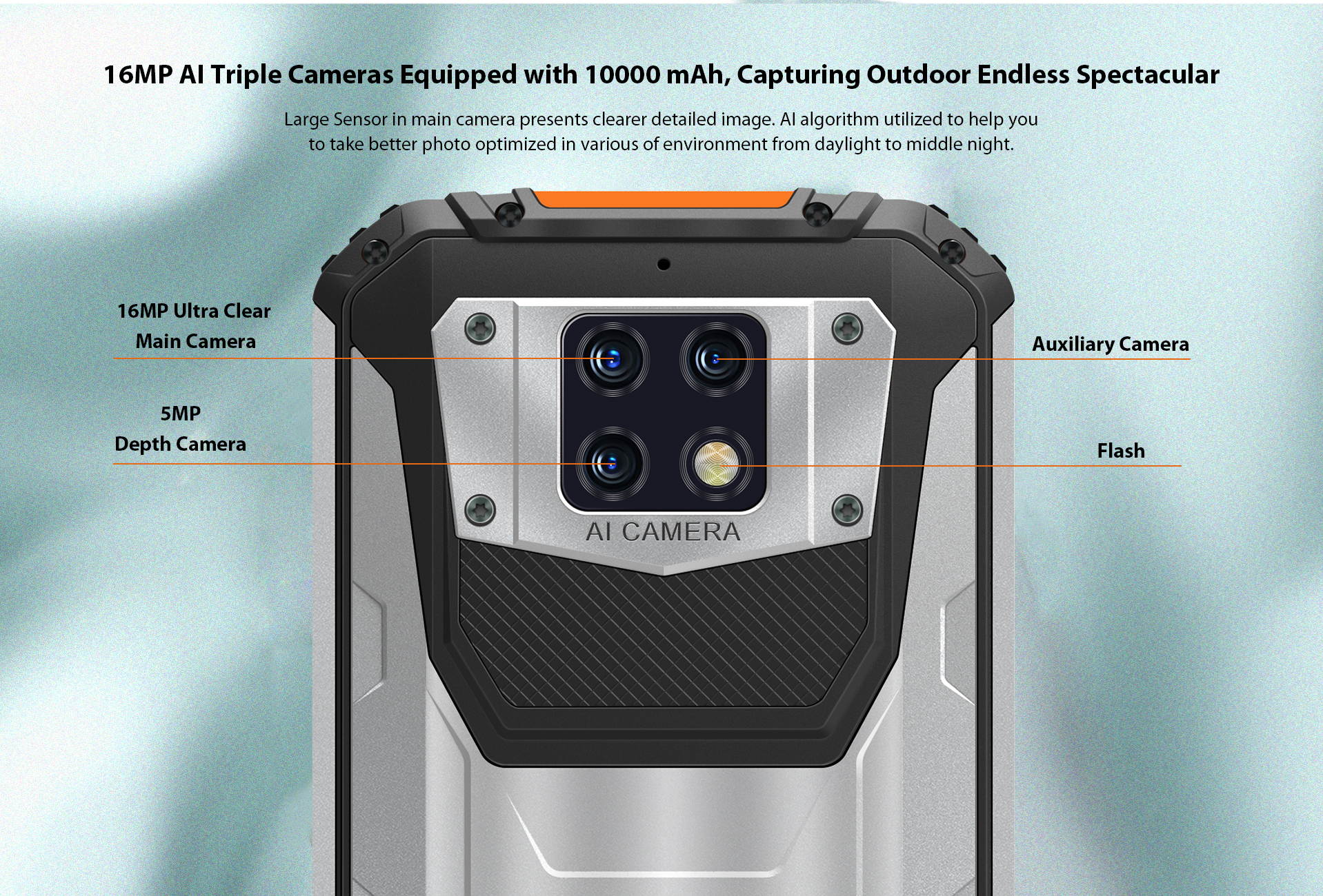 Rugged Mobile Phone (2020) OUKITEL WP6, with 10000 mAh Battery (18 W Fast Charge), 48 MP Quad Camera, Helio P70 6GB + 128GB, 6.3 Inch FHD + Gorilla Glass