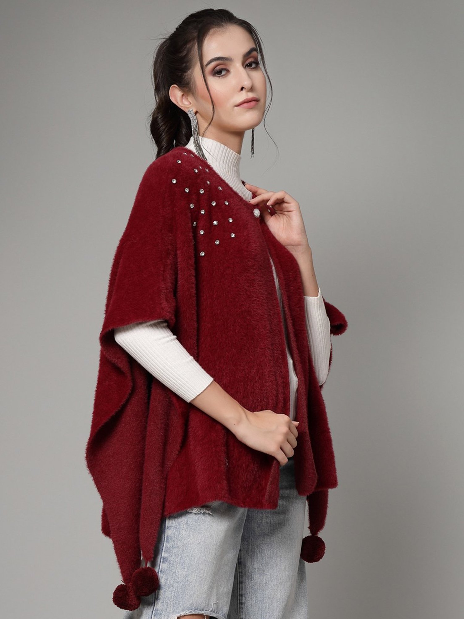 Mafadeny Maroon Poncho