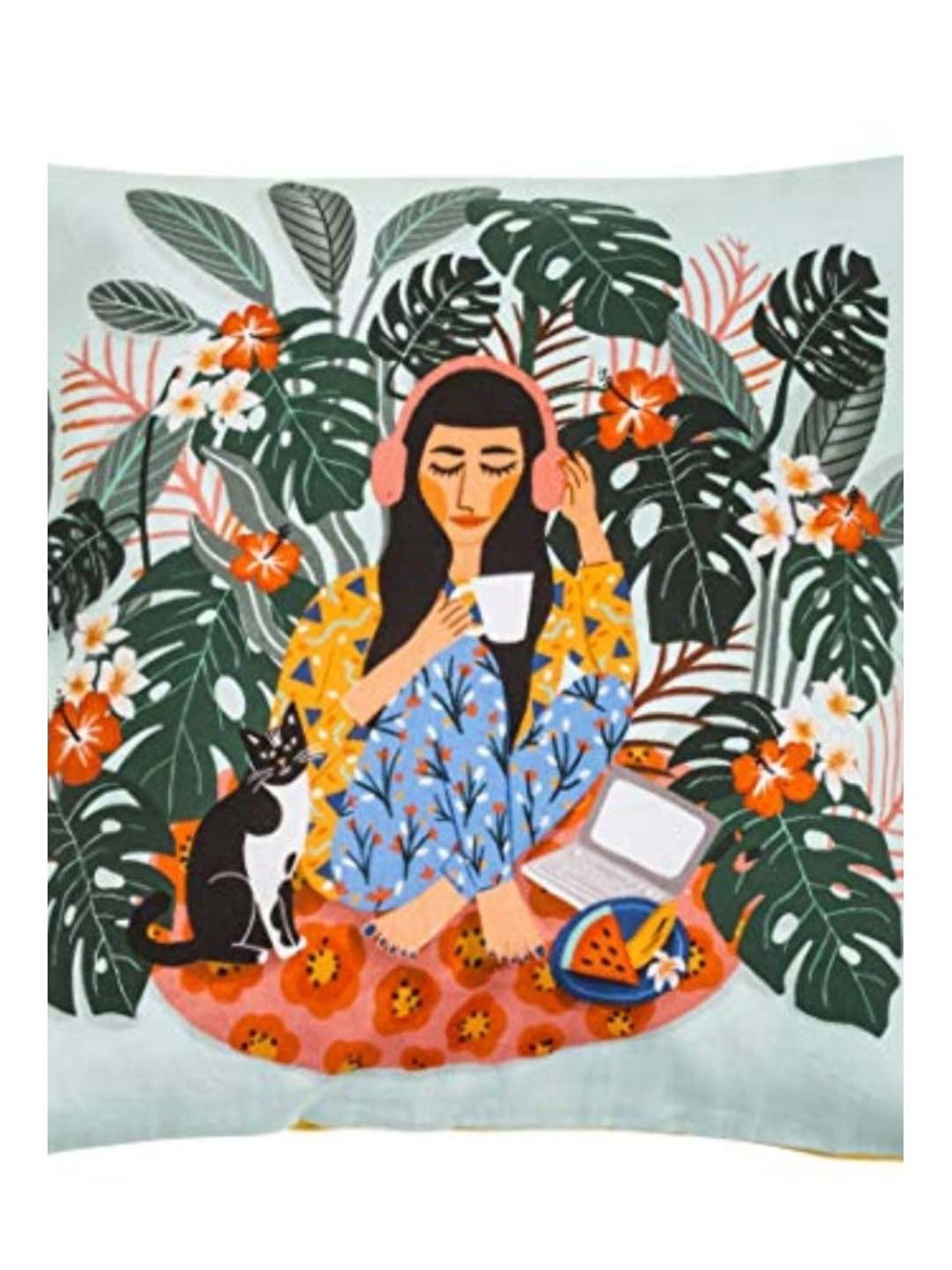 Swayam Red & White Cotton 60 cm x 60 cm Cushion Covers - Set of 5