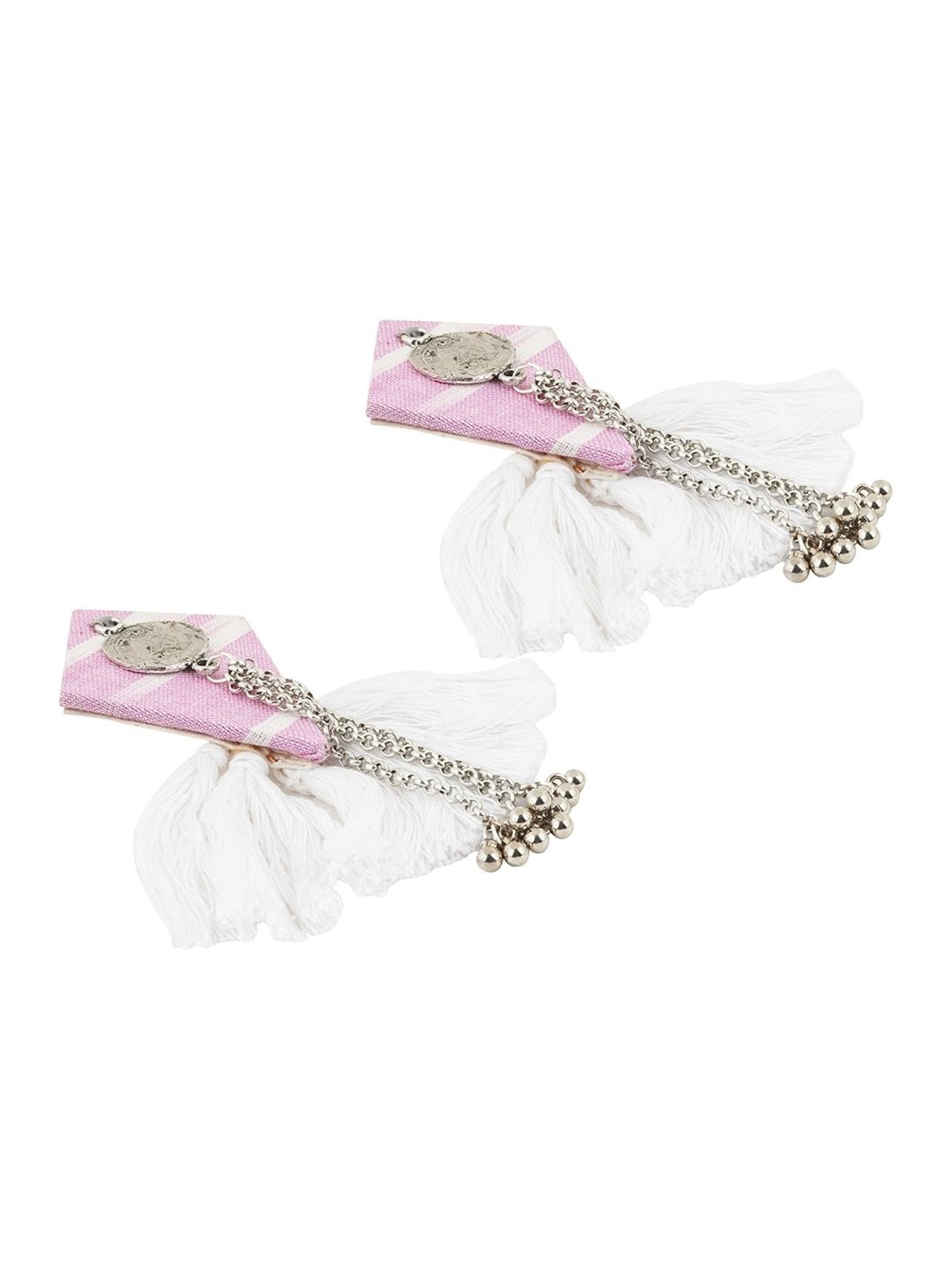 Teejh Ethnic Vallari Pink Tassel Dangler Earring