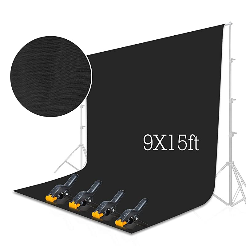 White Backdrop Background Screen 9 x 15 ft Muslin Photo Video Backdrop Studio 4 x Backdrop Clamp Included