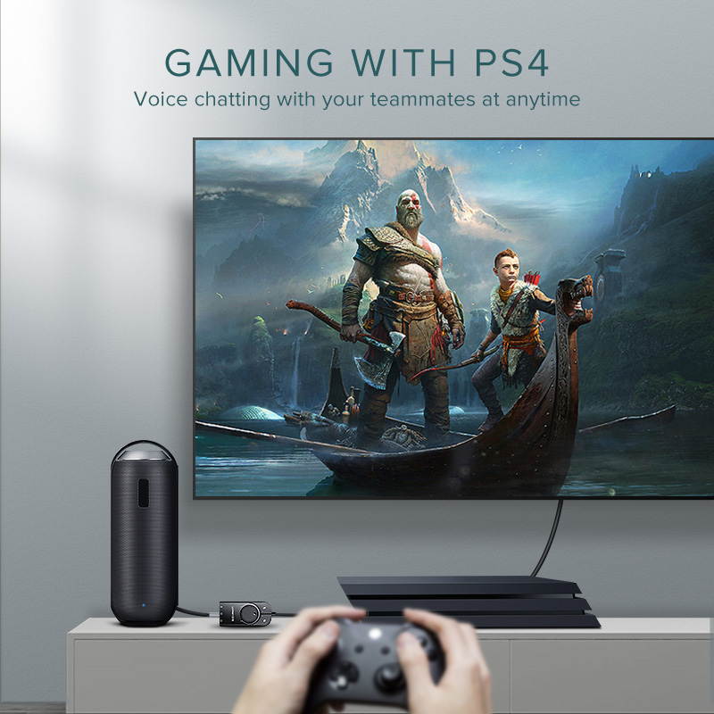 USB External Stereo Sound Adapter Sound Card for Laptop PS4 Headset