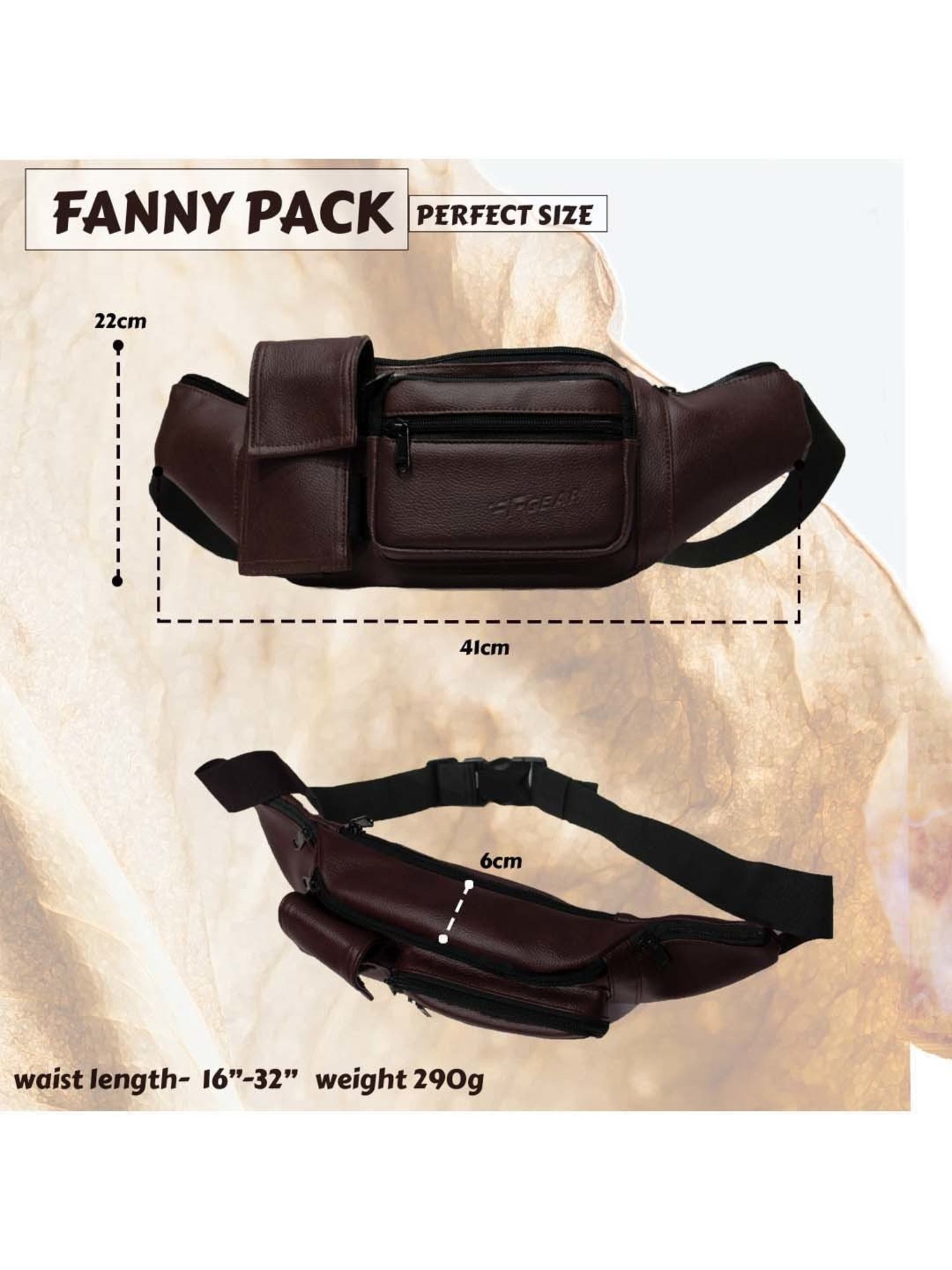 F Gear Brown Solid Waist Pouch