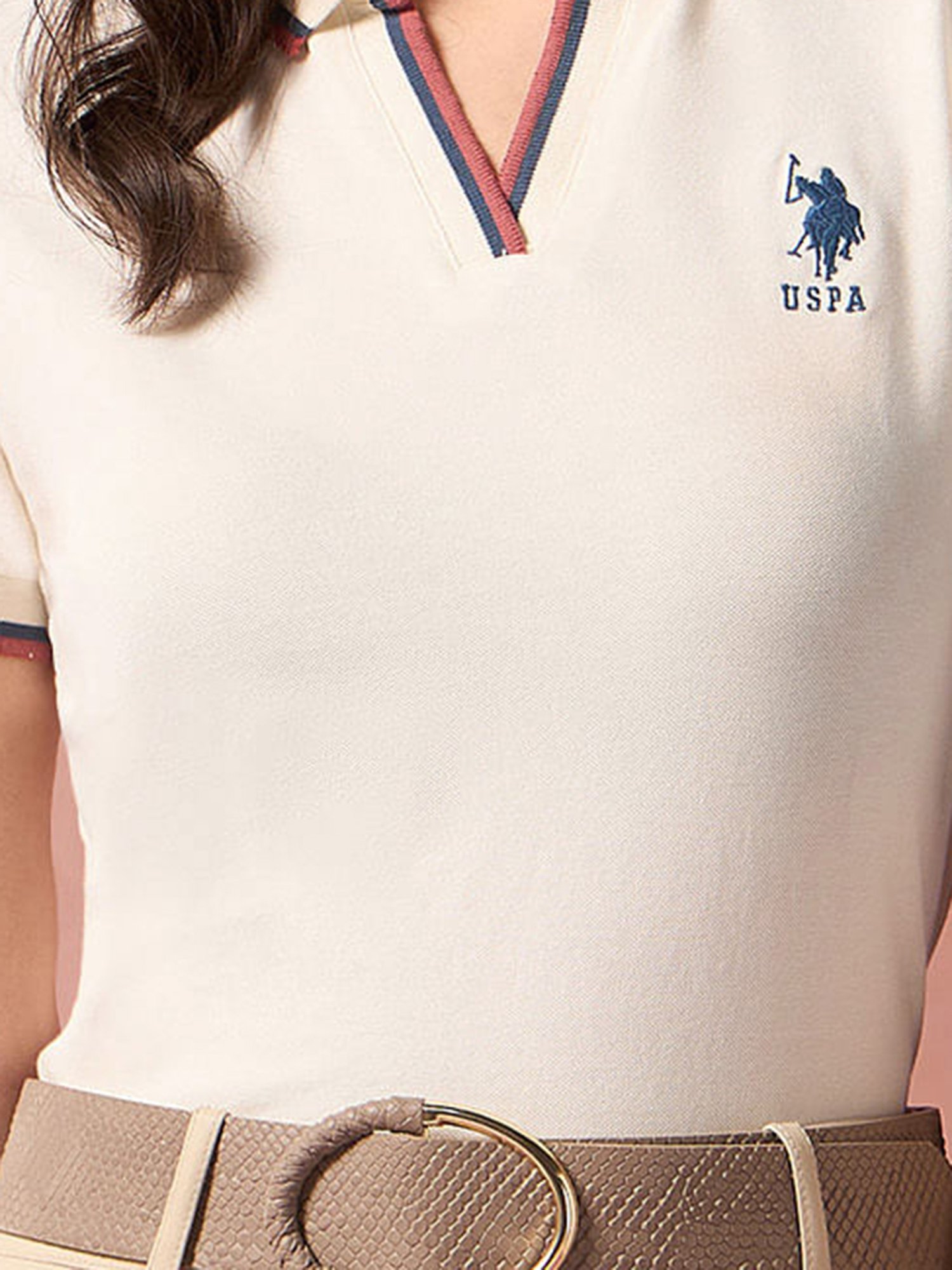 U.S. Polo Assn. White Logo Print Polo T-Shirt